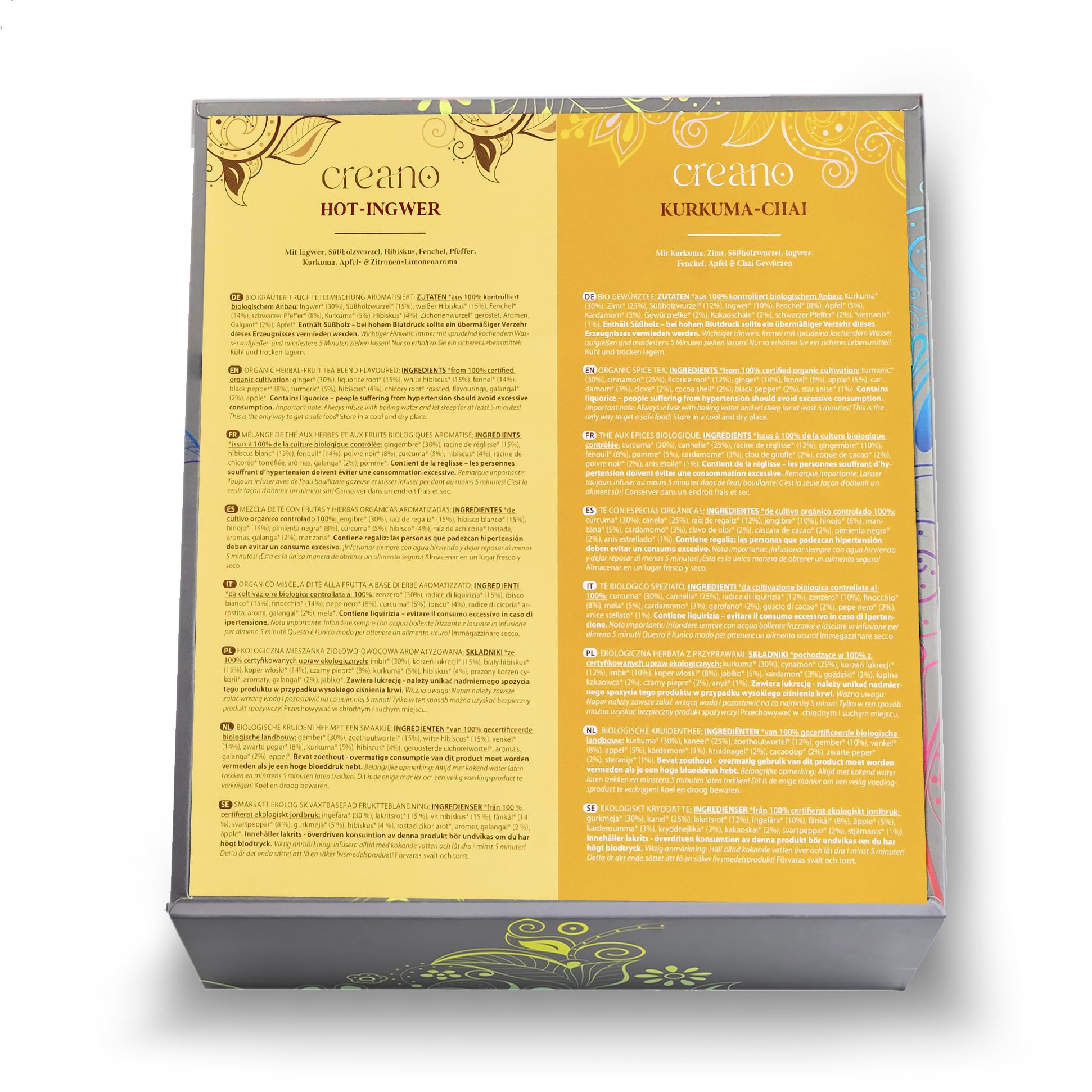 Creano Infusion aux fruits bio - Coffret cadeau - 27 sachets de thé bio en 9 variétés magnifiques - 54g*