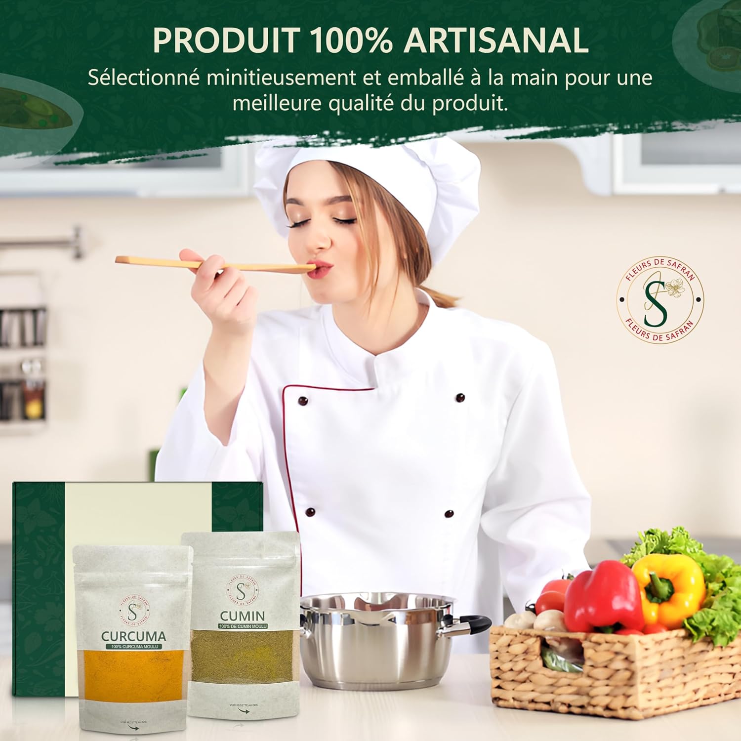 Coffret EPICES du Maroc **A OFFRIR** 100% naturel "Meilleures ventes" avec 4 épices les plus vendues-CADEAU EPICES -Saveurs authentiques de la cuisine orientale-gingembre-cumin-ras el hanout-cumin