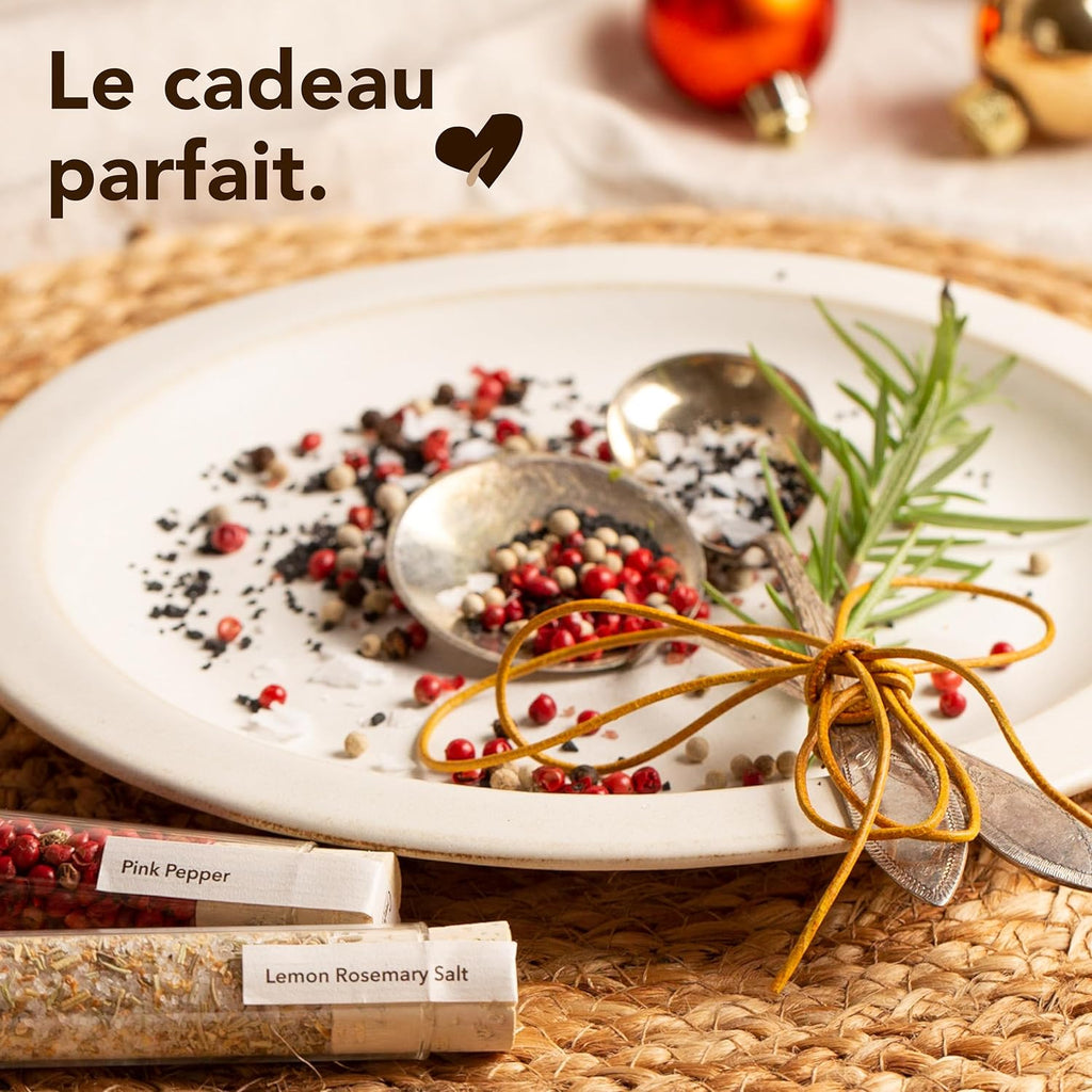Coffret Cadeau Sels & Poivres de Craftly | Coffret d'épices et d'assaisonnements pour la cuisine | 6 sels & 6 poivres - Himalaya, Hawaï, Romarin citronné & plus | Coffret cadeau pour hommes & femmes