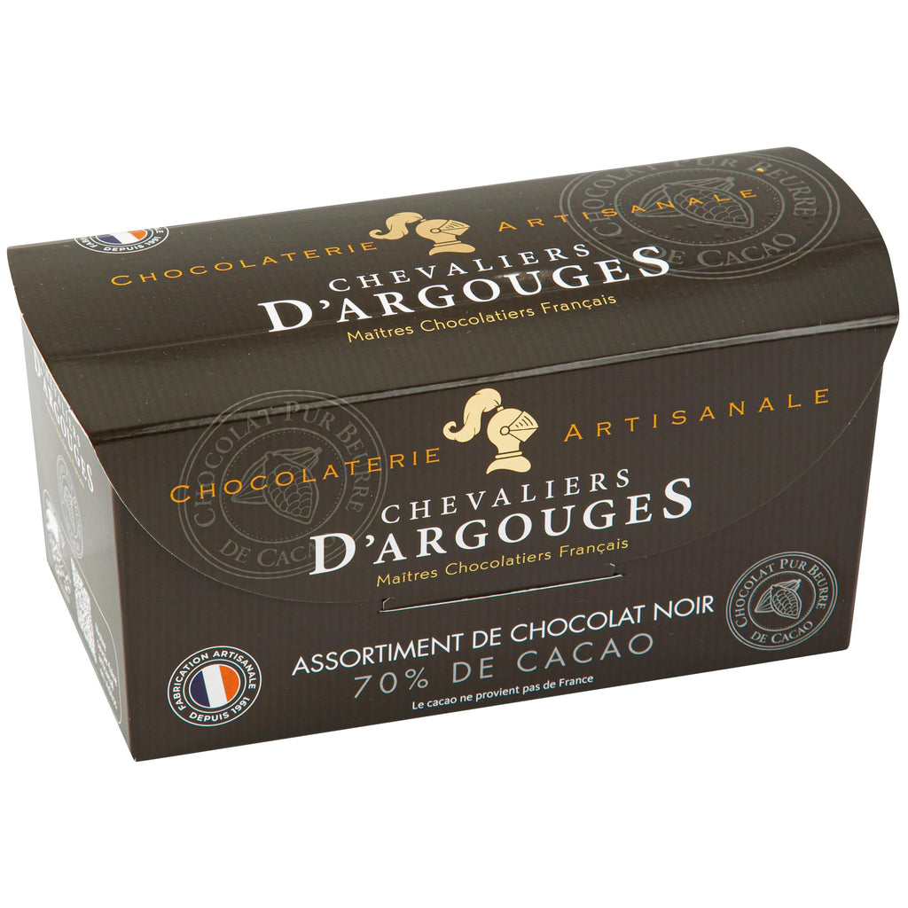 CHEVALIERS D'ARGOUGES Maîtres Chocolatiers Français - Assortiment de chocolats noir 70% - Ballotin dégustation 365g