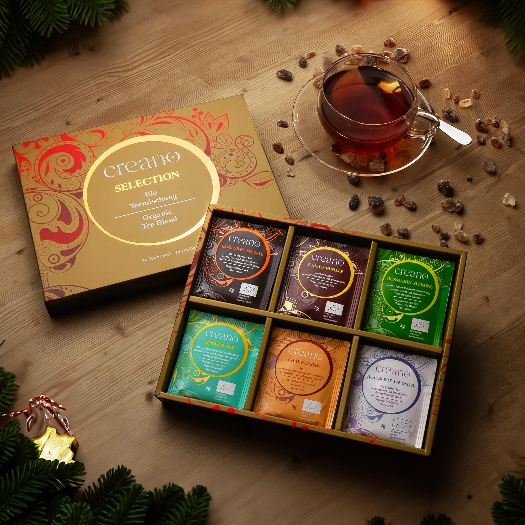Creano Infusion aux fruits bio - Coffret cadeau - 27 sachets de thé bio en 9 variétés magnifiques - 54g*
