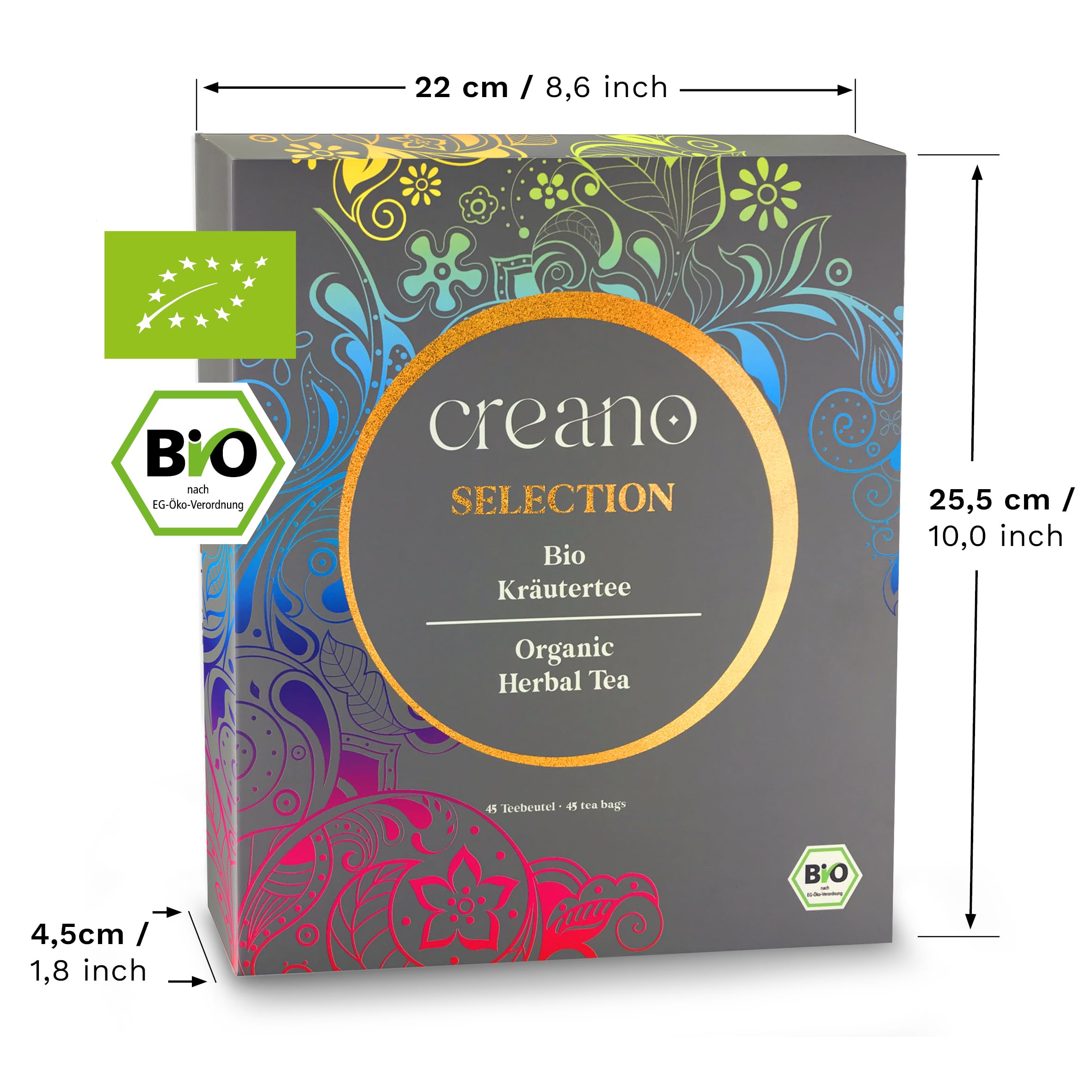 Creano Infusion aux fruits bio - Coffret cadeau - 27 sachets de thé bio en 9 variétés magnifiques - 54g*