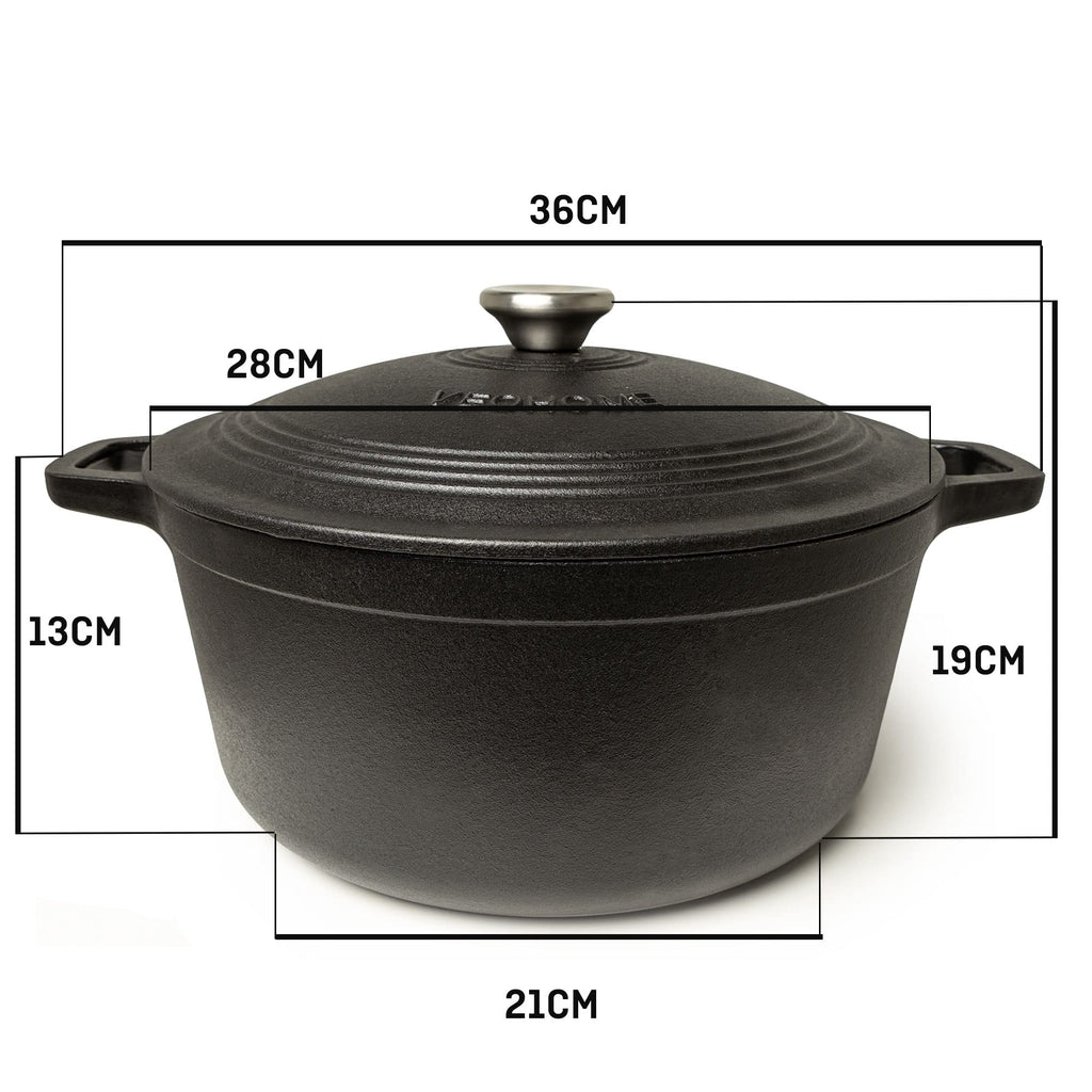 Cocotte Fonte Émaillée VeoHome Rouge 6L Ø28cm, Faitout Ultra Résistant,Marmite Compatible Induction/Gaz/Four, Cuisson Homogène, Saveurs Authentiques, Couvercle Relief
