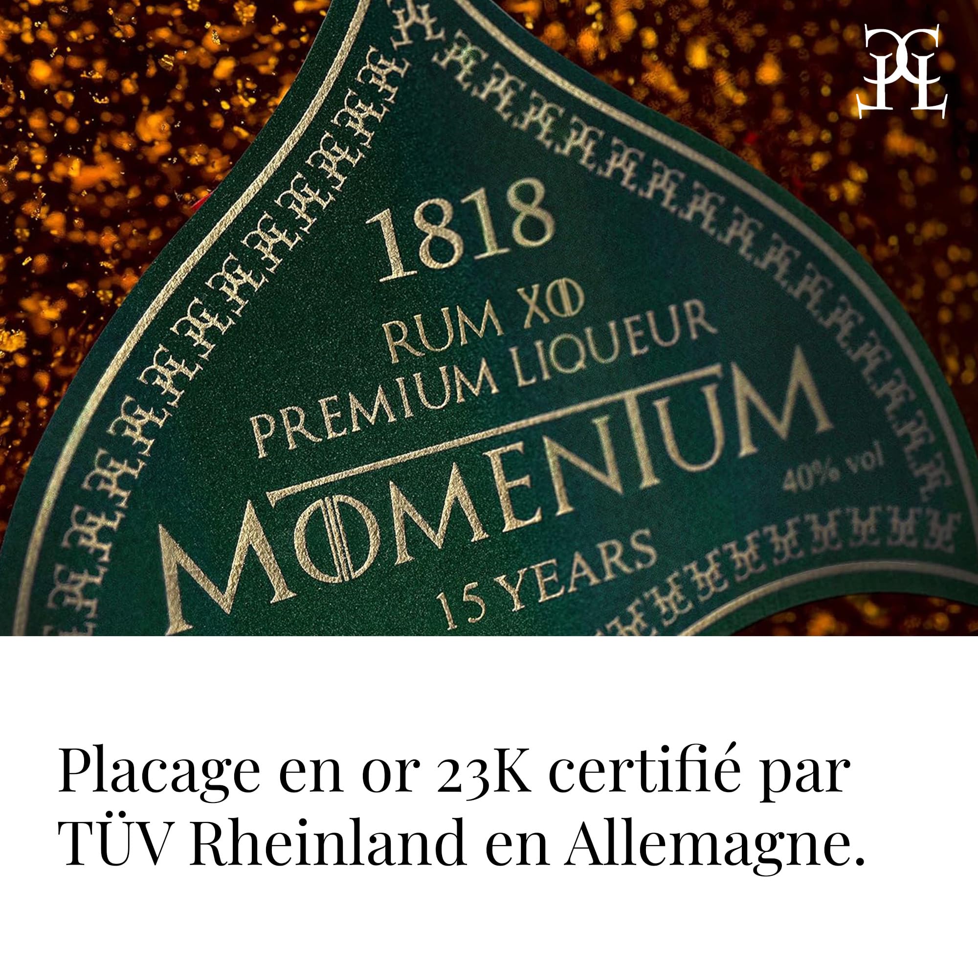 CONDE LUMAR - Coffret Rhum Vieux XO 1818 - Premium Liqueur Feuille d'or 23 Carats - Republique Dominicaine Reserva - Pour Hommes & Femmes - Avec Coffret Cadeau & Certificat d'or 40% 70 cl