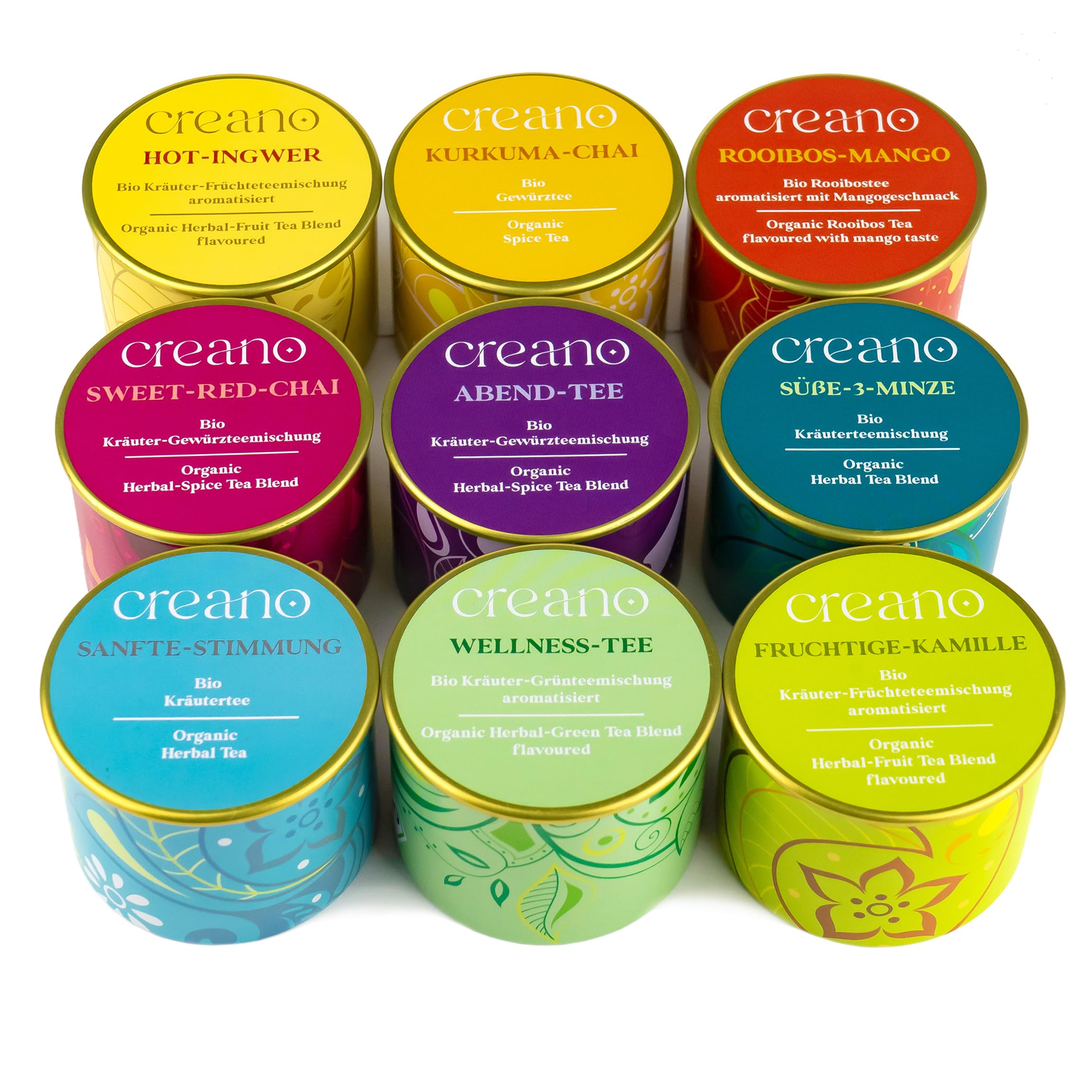 Creano Infusion aux fruits bio - Coffret cadeau - 27 sachets de thé bio en 9 variétés magnifiques - 54g*