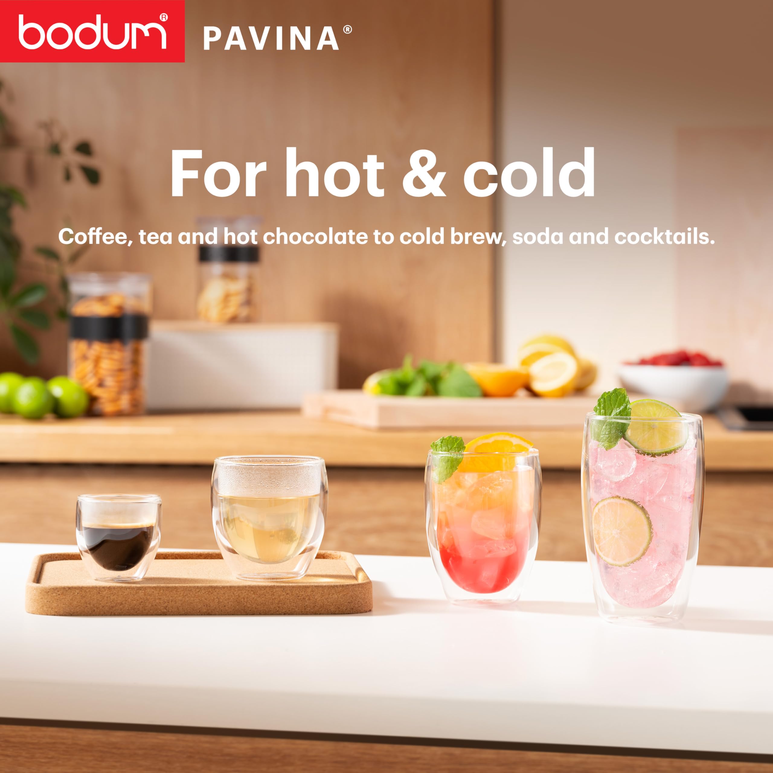 Bodum - 4559-10 - Pavina - Set de 2 Verres Double Paroi - 35 Cl - Transparent - 2 Unité