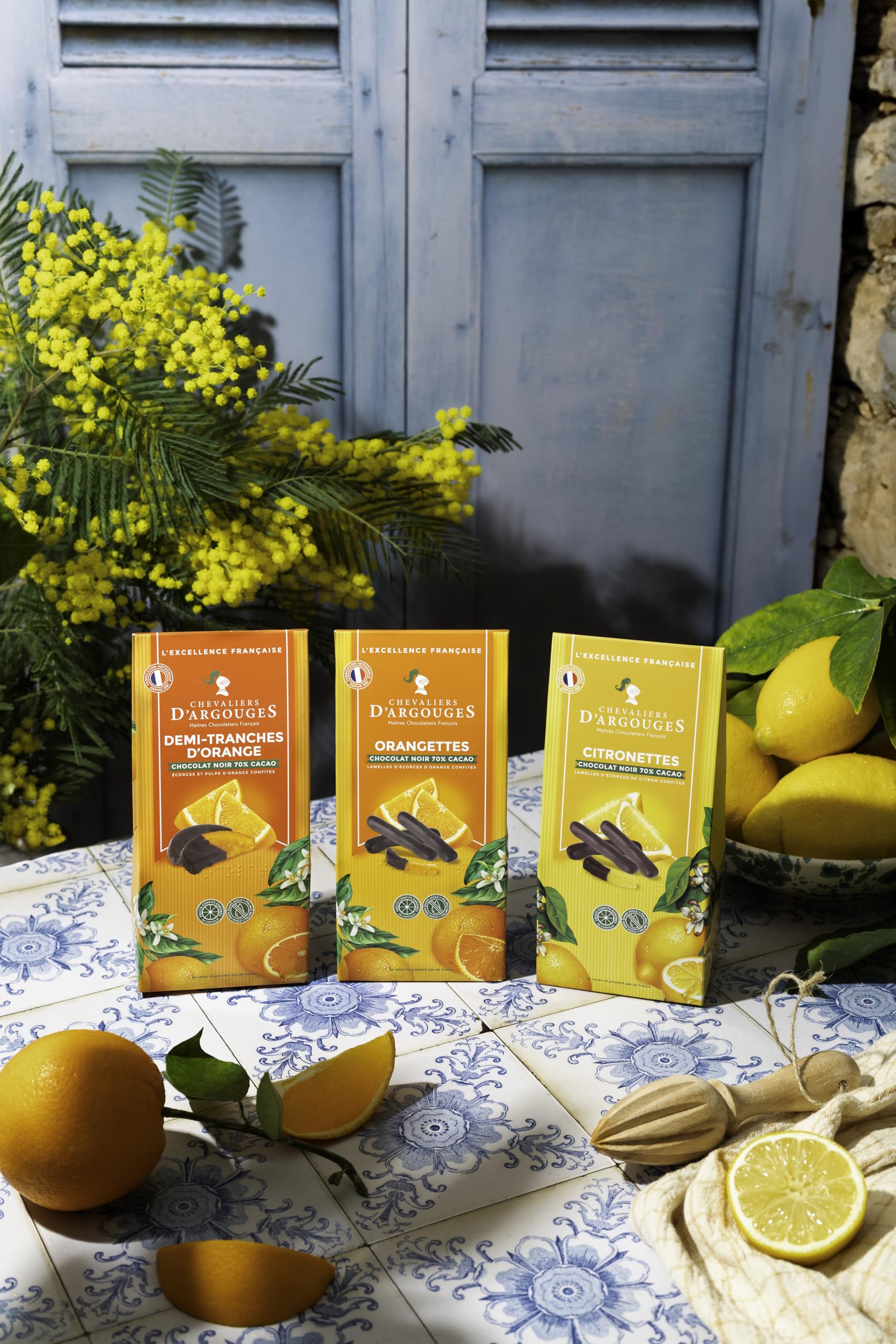 CHEVALIERS D'ARGOUGES Maîtres Chocolatiers Français - Orangettes enrobées chocolat noir 70% - Étui Dégustation 160g