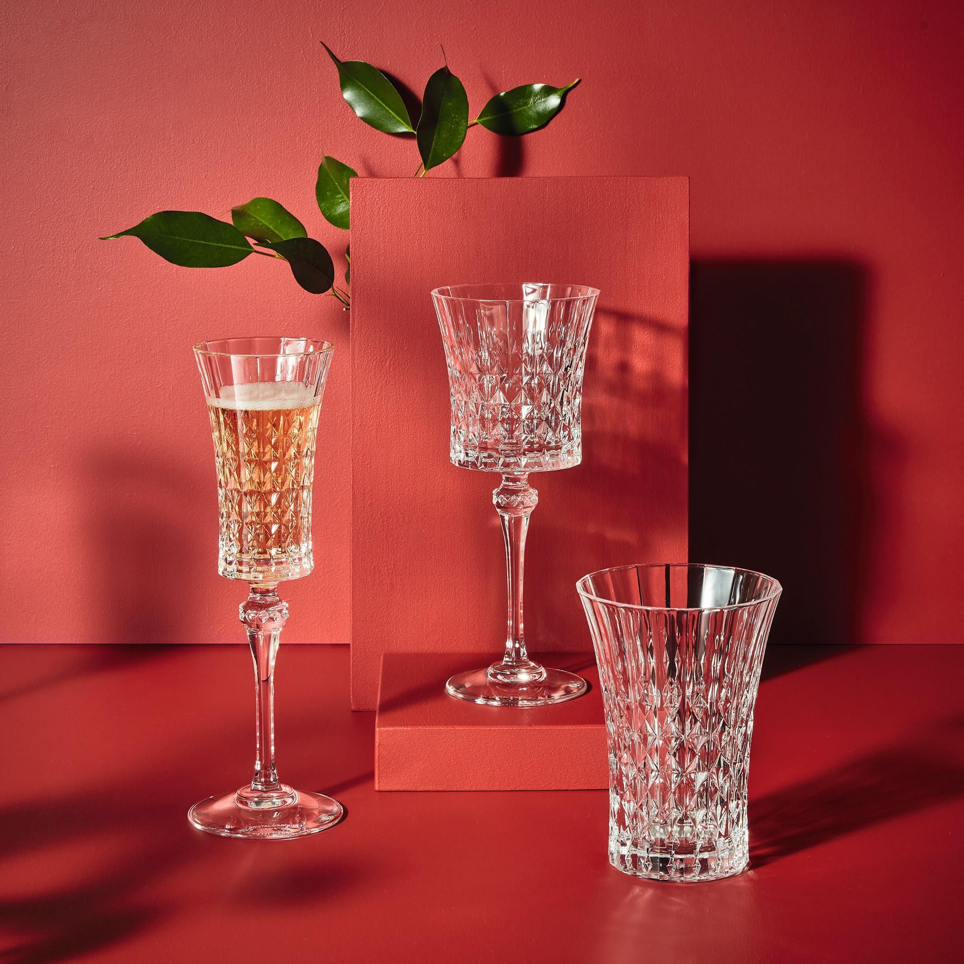 Cristal d'Arques Paris - Collection Lady Diamond - 6 Verres à pied 27 cl - Brillance, Transparence et Haute Résistance - Fabriqués en France - Emballage renforcé, adapté à la vente en ligne