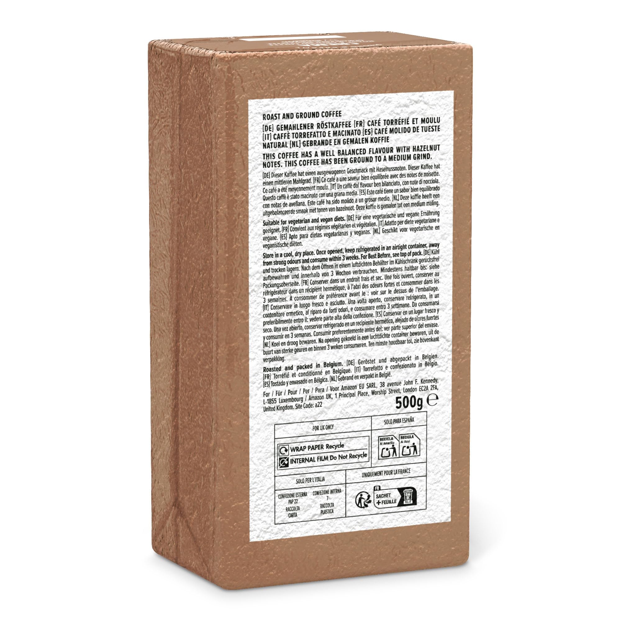 by Amazon Café moulu Espresso Crema, Torréfaction Moyenne, 250g, Lot de 4 - Certifié Rainforest Alliance