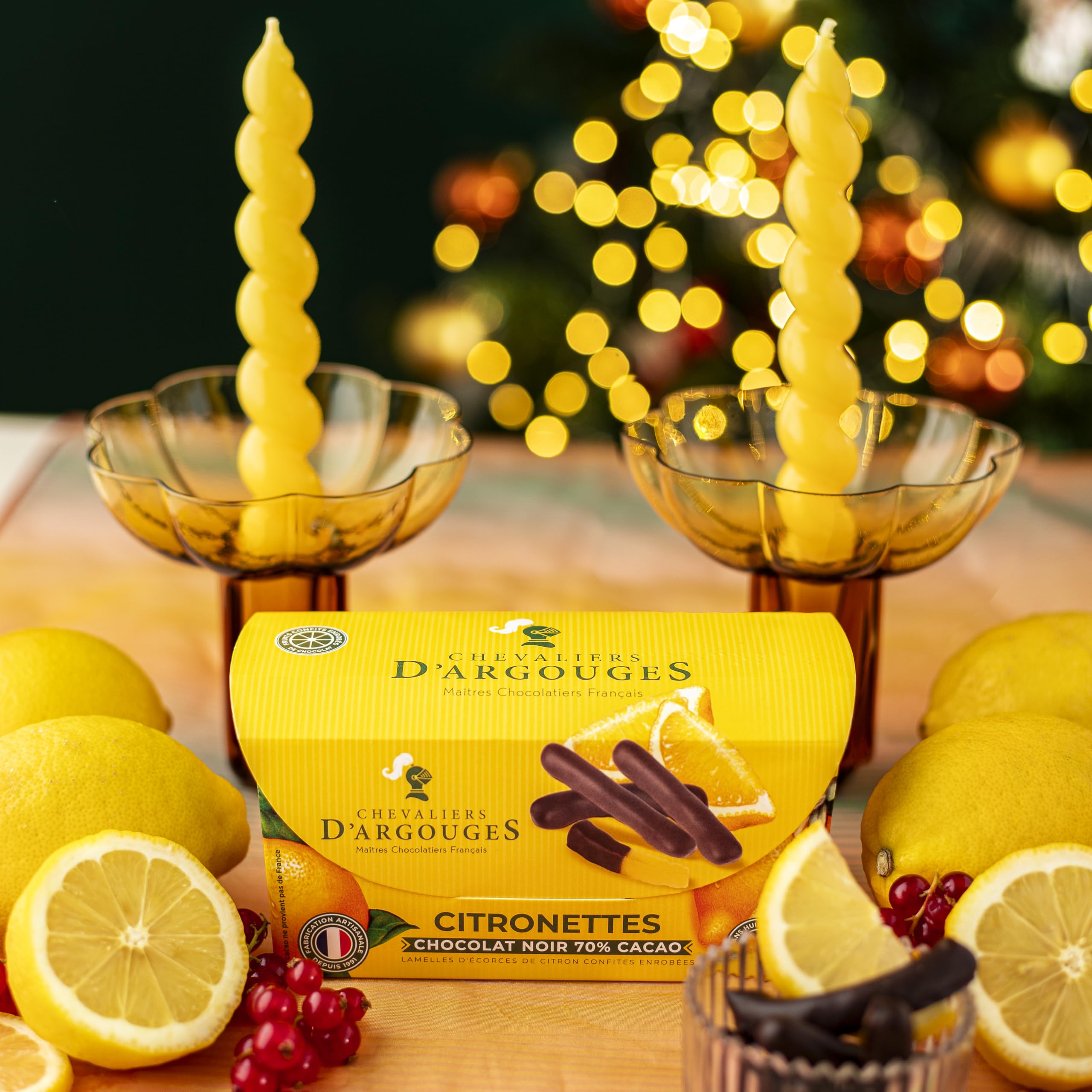 CHEVALIERS D'ARGOUGES Maîtres Chocolatiers Français - Orangettes enrobées chocolat noir 70% - Étui Dégustation 160g