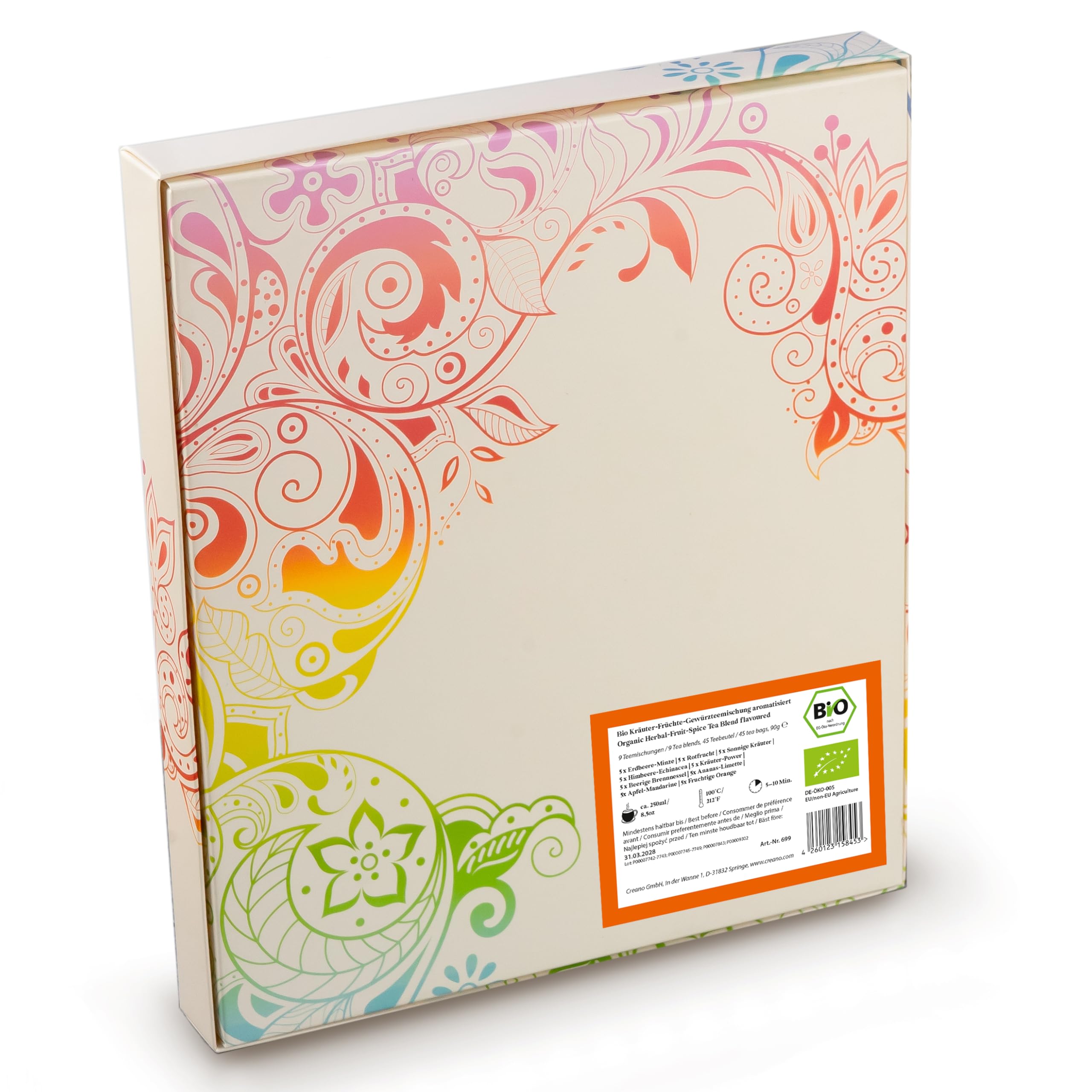 Creano Infusion aux fruits bio - Coffret cadeau - 27 sachets de thé bio en 9 variétés magnifiques - 54g*