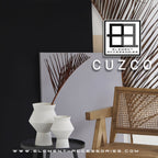 Vase moderne en céramique finition blanc brut, forme ronde angulaire, CUZCO 20 blanc