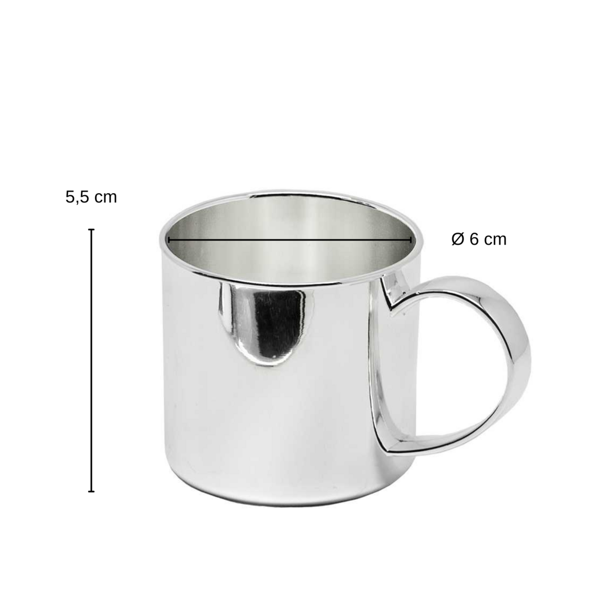 Bécher pour enfants EDZARD, tasse de baptême Linda, noble argenté, hauteur 5 cm, diamètre 6 cm
