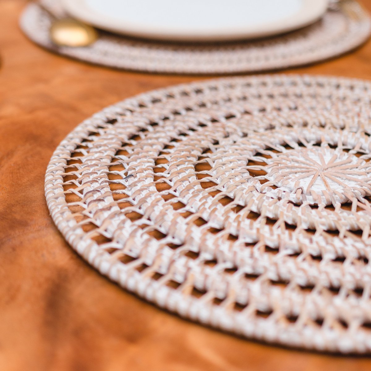 Set de table (Lot de 2, 4 ou 6) ILUH 35 cm | Set de table Boho en rotin