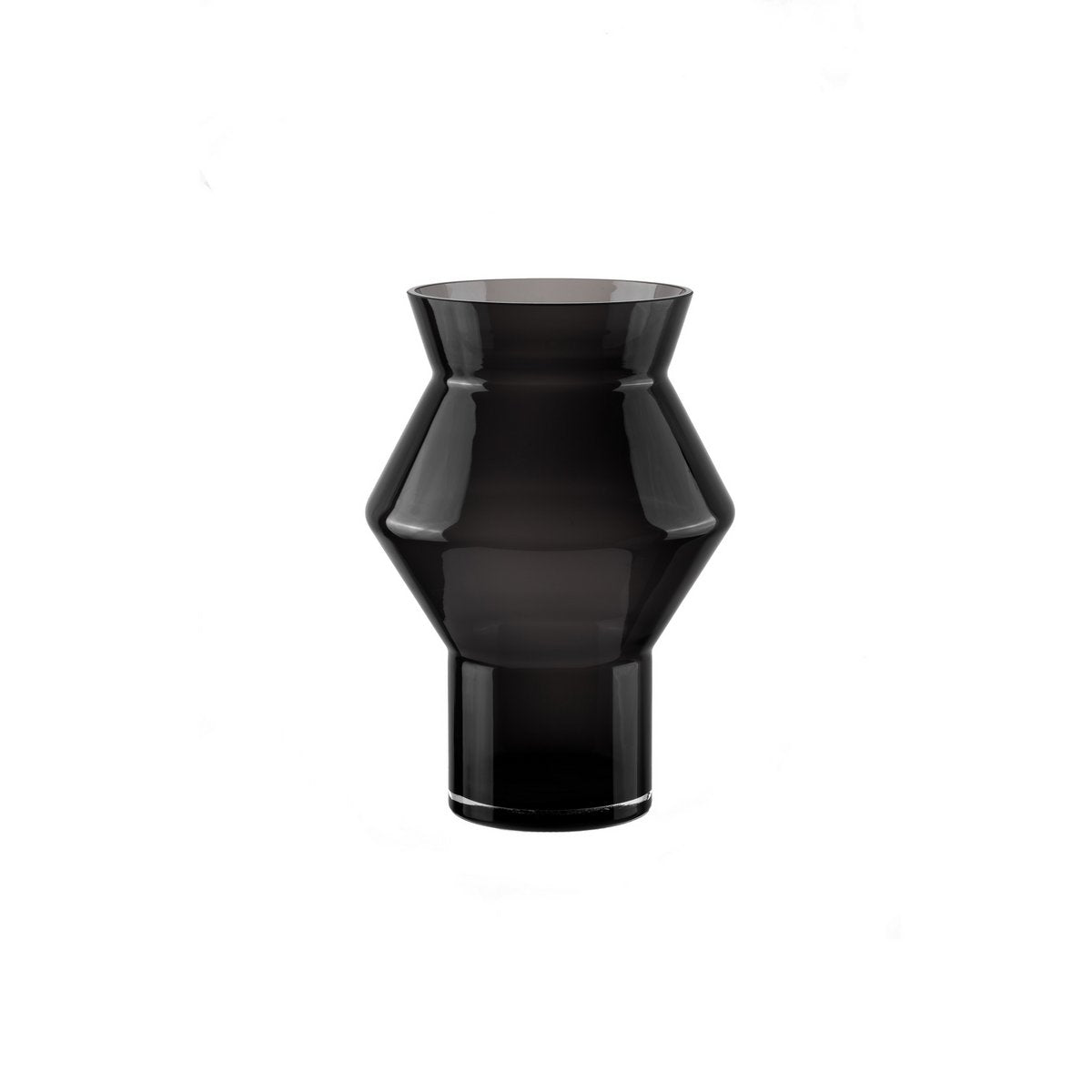 Grand vase design de forme cylindrique angulaire dentelée, verre gris foncé de haute qualité, CUZ14GR