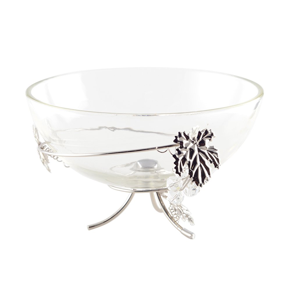 Coupe décorative argent feuille de vigne 25x25x17cm