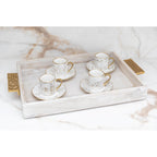 Tasses à café avec soucoupes blanches design abstrait - lot de 4