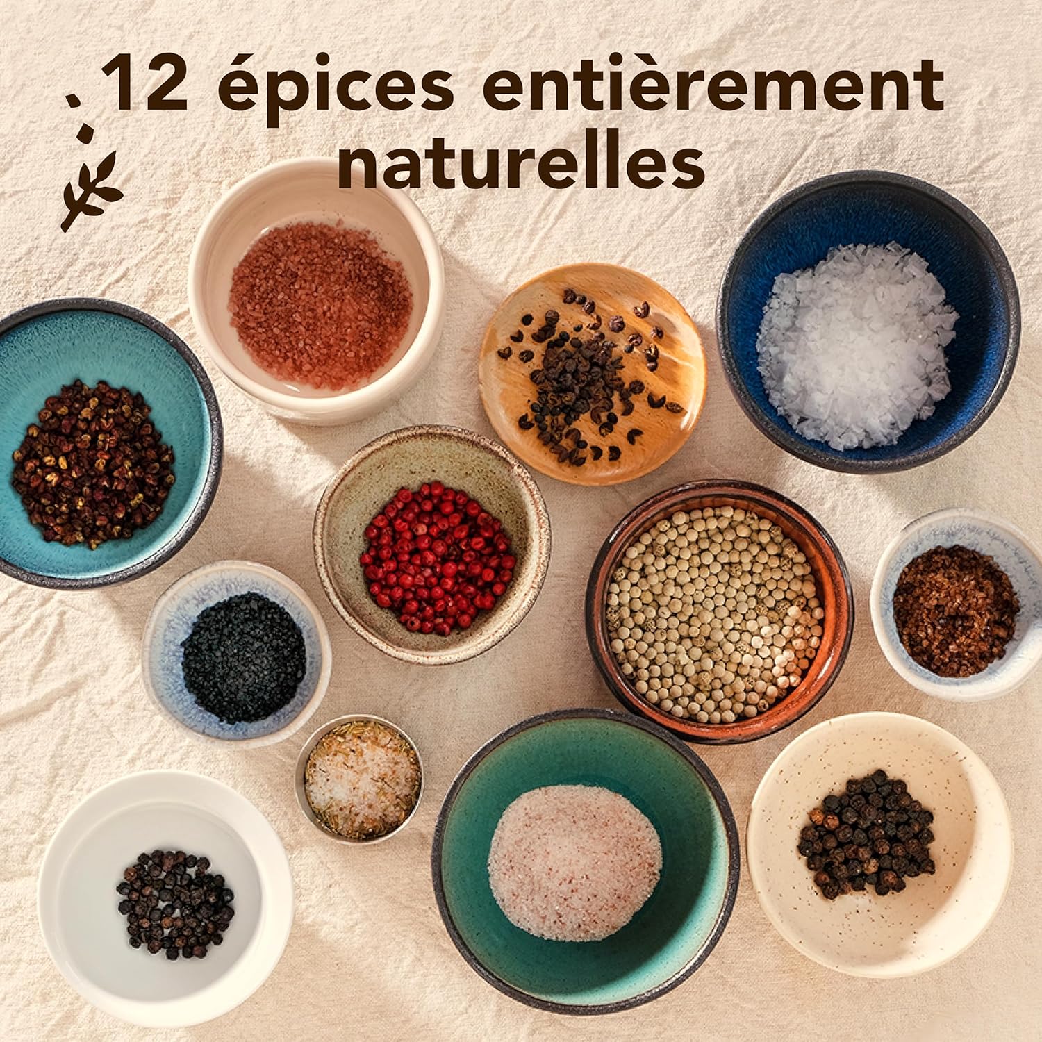 Coffret Cadeau Sels & Poivres de Craftly | Coffret d'épices et d'assaisonnements pour la cuisine | 6 sels & 6 poivres - Himalaya, Hawaï, Romarin citronné & plus | Coffret cadeau pour hommes & femmes
