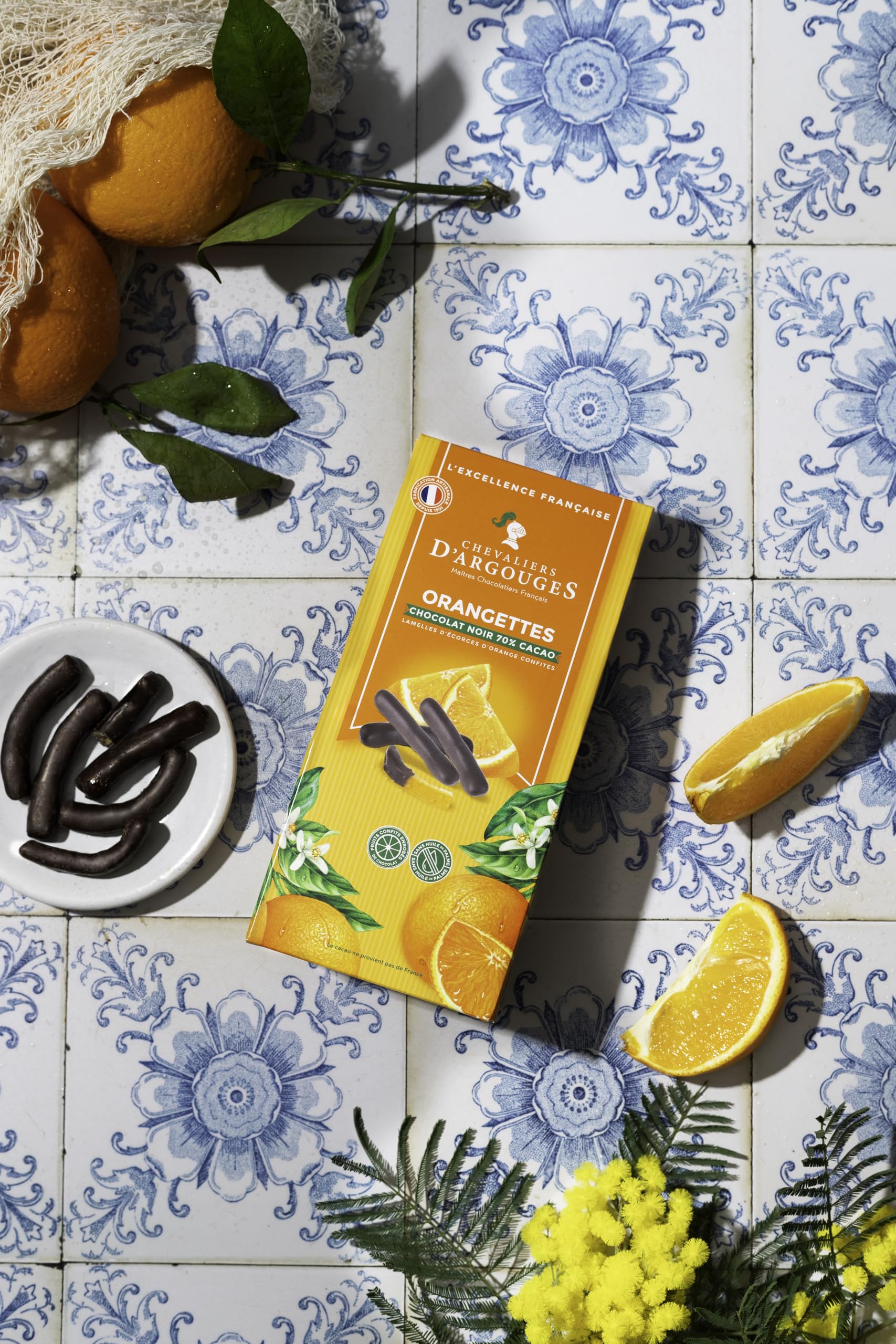 CHEVALIERS D'ARGOUGES Maîtres Chocolatiers Français - Orangettes enrobées chocolat noir 70% - Étui Dégustation 160g