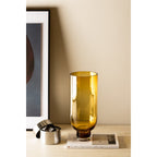 Art de la Table Grand vase en verre sobre et moderne, forme cylindrique sur une base solide, orange foncé chaud, OMAHA18AM Zistyhome art de la table