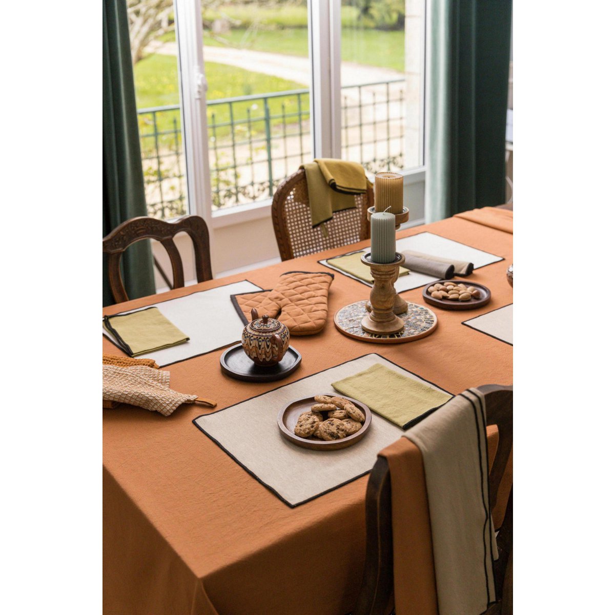 Nappe recyclée Grace Caramel 170 x 300