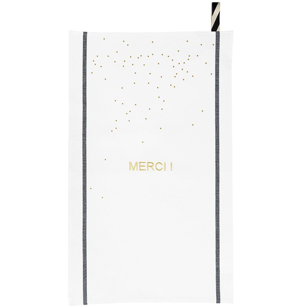 Torchon Merci Or Blanc 50 x 70