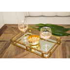 Plateau miroir rectangulaire doré 42x27x5cm