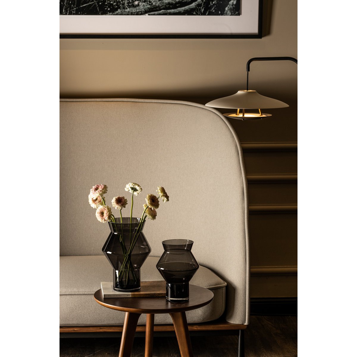 Vase au design moderne, best-seller tendance, verre gris foncé de haute qualité, CUZ11GR