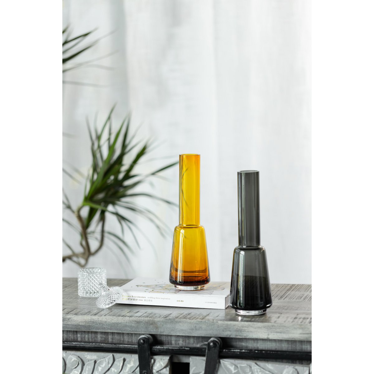 Art de la Table Grand vase design rétro moderne, couleur gris foncé, gris TYLER14 Zistyhome art de la table
