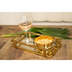 Plateau miroir rectangulaire doré  31x18x5cm