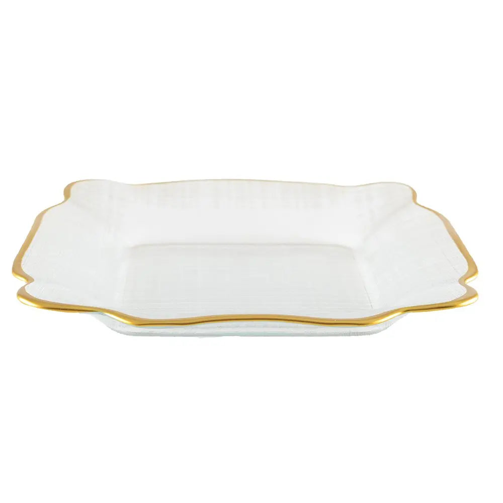 Assiette carrée en verre bords dorés 25x25x2cm AULICA
