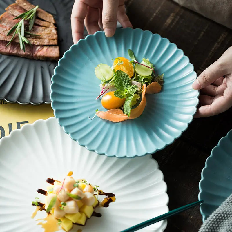 Assiette céramique créative couleur unie – Plat porcelaine style minimaliste Dropshipman