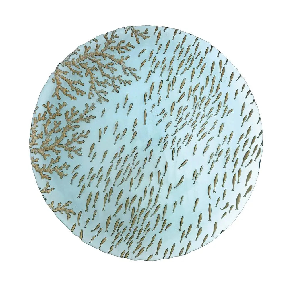 Assiette de présentation bleue mer 33x33x3cm AULICA