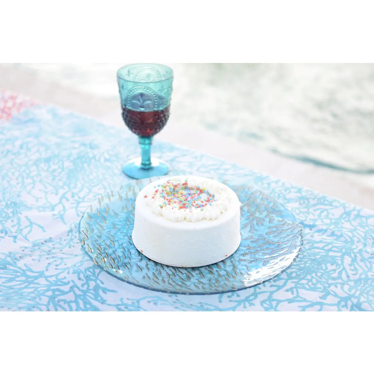 Assiette de présentation bleue mer 33x33x3cm AULICA