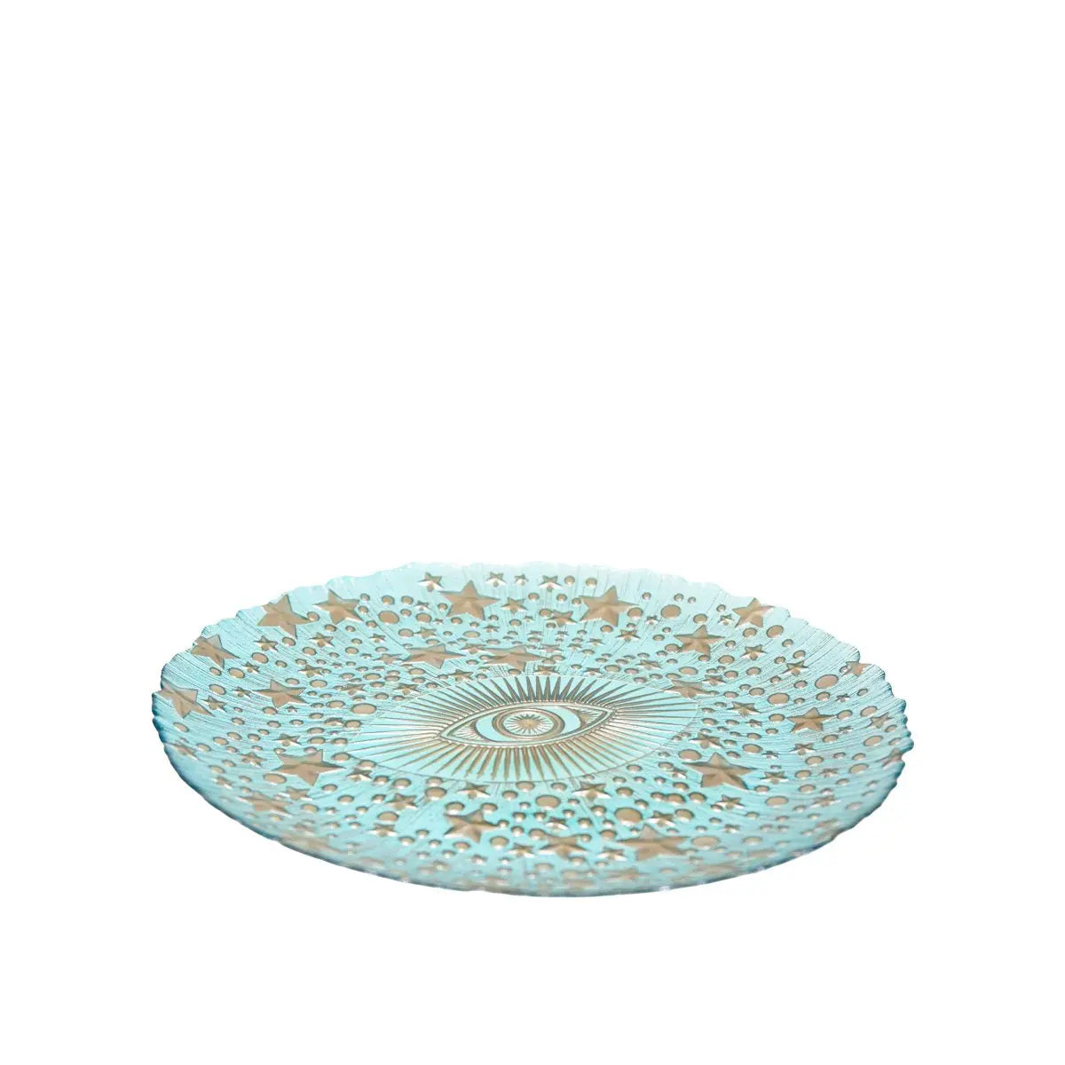 Assiette de présentation oeil bleu turquoise 32x32x2.5cm AULICA