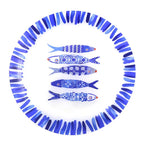 Assiette de présentation poisson bleu 30x30x2.2cm AULICA