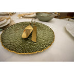 Assiette de service vert avec bord doré 33cm AULICA