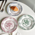 Assiette dîner céramique poterie – Plat vaisselle motifs floraux Dropshipman