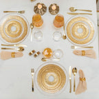 Assiette plate dorée en verre 28x28x2.5cm - soleil AULICA