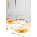 Assiette plate dorée en verre 28x28x2.5cm - soleil AULICA