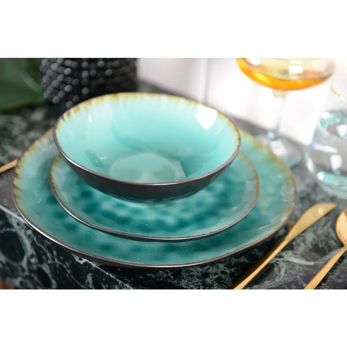 Assiette plate verte AULICA