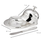 Beurrier EDZARD cloche à beurre Epe, diamètre 11 cm, argenté, avec couteau à beurre assorti 18 cm EDZARD-SHOP.com