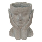 Bloempot Hoofd 16x16x22 cm Grijs Steen Handen Bloempot Binnen Clayre & Eef.