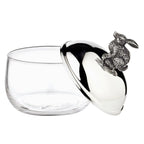 Bocal de rangement lapin EDZARD, couvercle argenté et résistant au ternissement, hauteur 12 cm, diamètre 9 cm EDZARD-SHOP.com