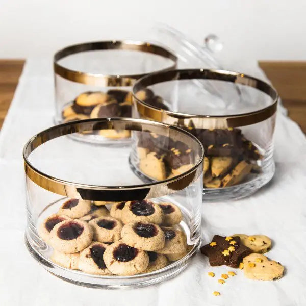 Bocal en verre EDZARD Vigo, avec couvercle, verre cristal soufflé à la bouche avec bord en platine, H 40 cm, ø 19 cm EDZARD-SHOP.com