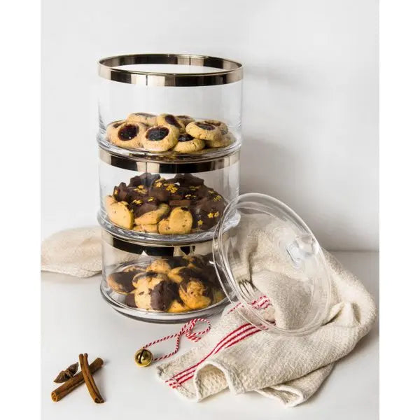 Bocal en verre EDZARD Vigo, verre cristal soufflé à la bouche avec un bord en platine, ø 19 cm, hauteur 12 cm EDZARD-SHOP.com