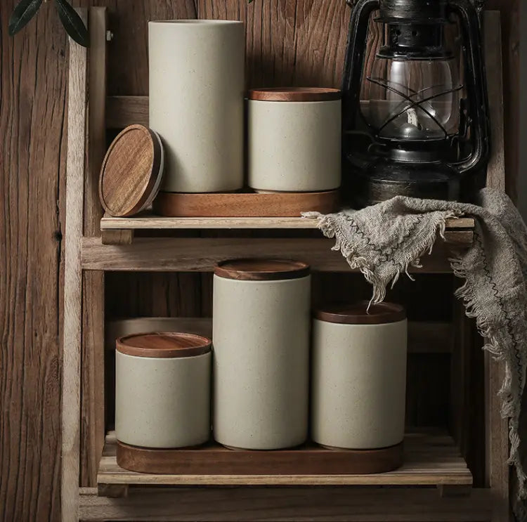 Bocal rangement thé céramique étanche – Pot conservation grains antimoisissure japonais rétro Dropshipman