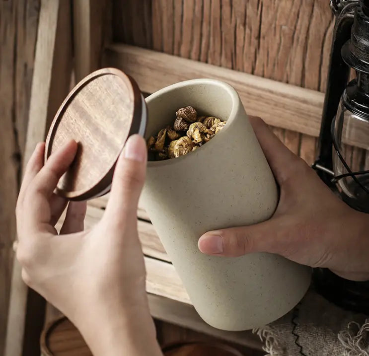Bocal rangement thé céramique étanche – Pot conservation grains antimoisissure japonais rétro Dropshipman