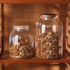 Bocal verre borosilicate hermétique – Rangement cuisine couvercle bois étanche Dropshipman