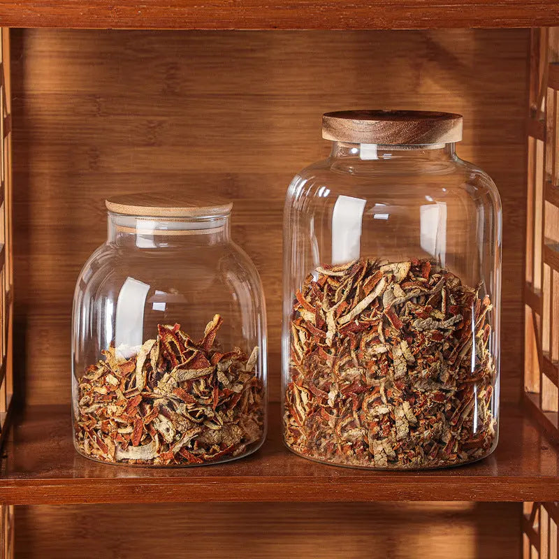 Bocal verre borosilicate hermétique – Rangement cuisine couvercle bois étanche Dropshipman